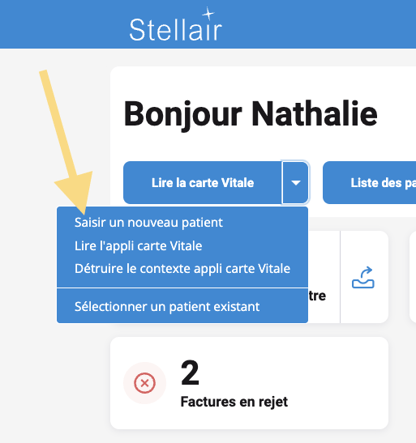 Sélectionner Saisir un nouveau patient