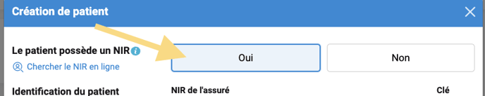 Oui le patient possède un NIR