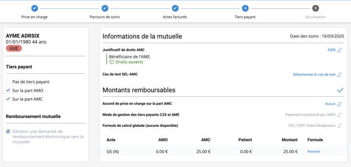 Etape tiers payant